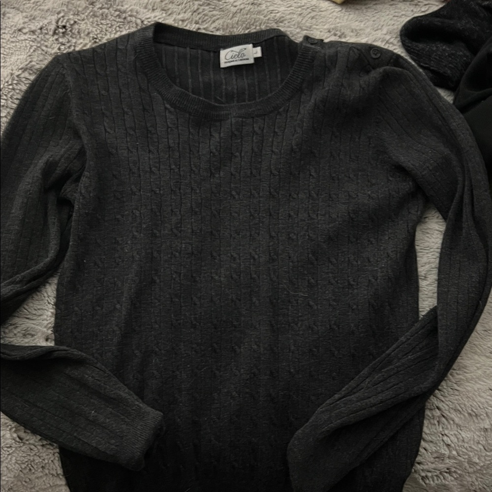 5/$10 item Ciello  Dark Gray Ribbed Sweater
